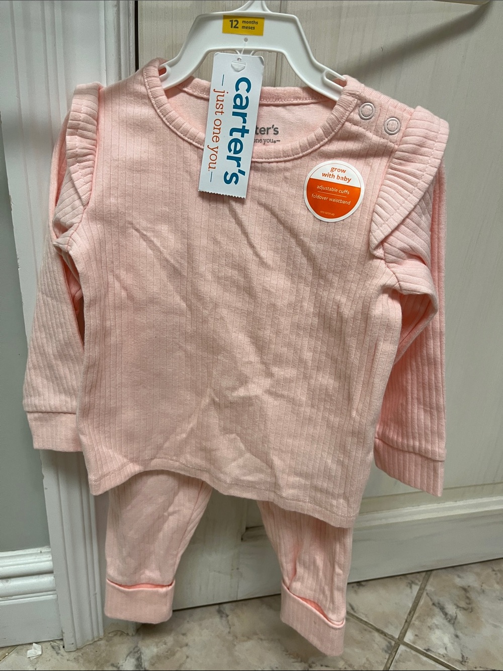 Carter's Light Pink Ribbed Baby Two-Piece Set